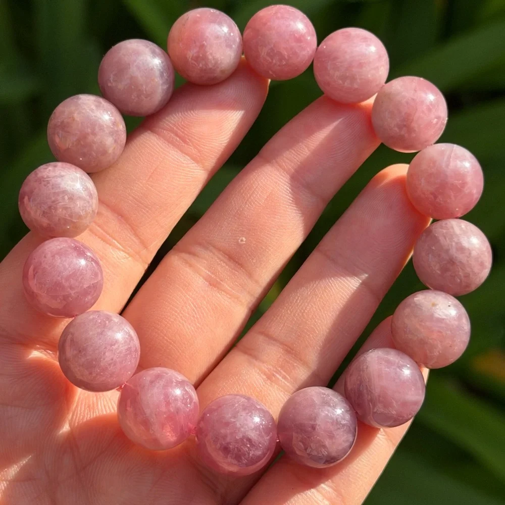 14mm stretchable purple‎ rose quartz bracelet 0804